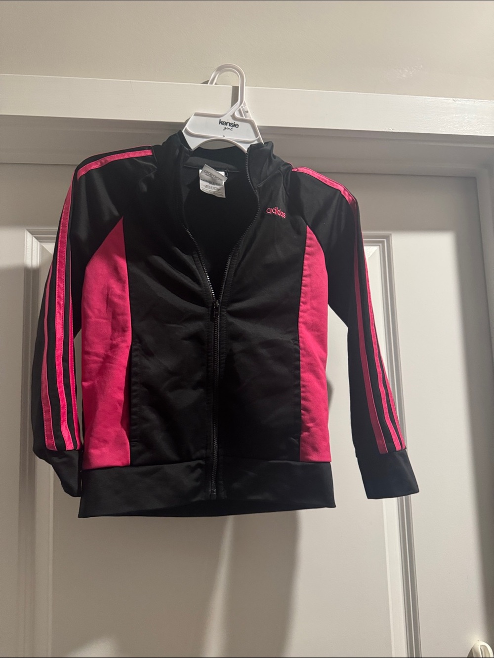 adidas Kids Black and Hot Pink Track Jacket